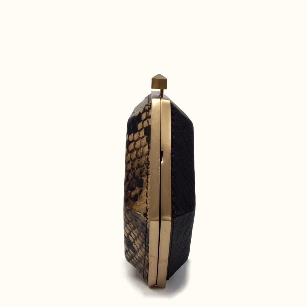 Be & D Snake Embossed Leather Clutch - Picture 4 of 8